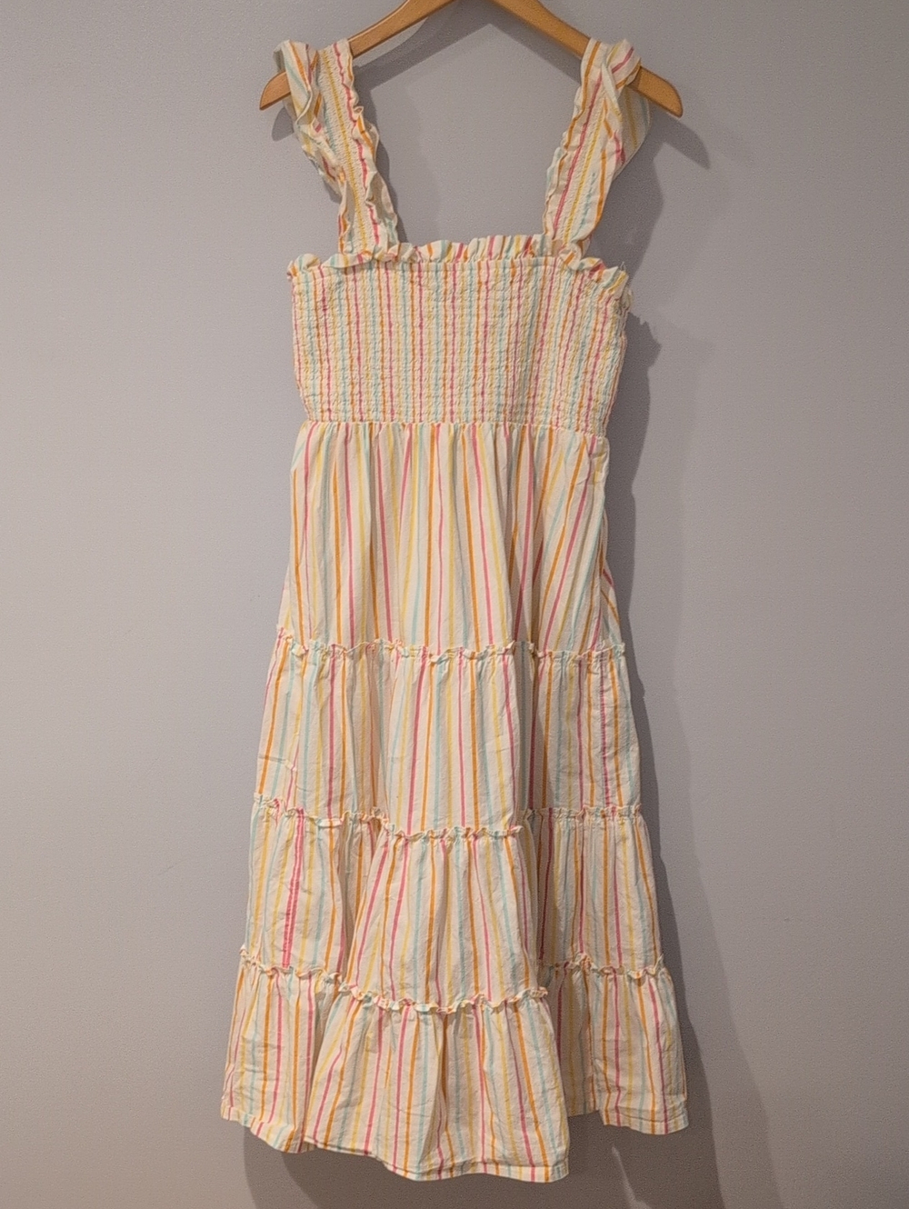 Crown & Ivy Medium Tiered Smocked Summer Colorful Striped Dress Size M